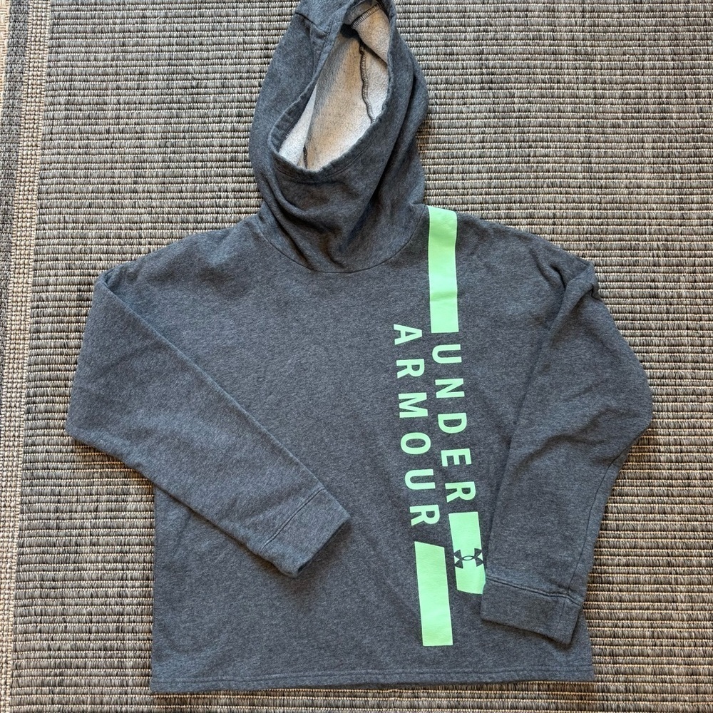 Under Armour Gray and Green Sweatshirt with Neon Stripe